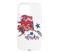 Custodia per iPhone 15 Arte regionale con stelle scozzesi floreali dell'Alaska