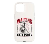 Custodia per iPhone 15 Aspettando il re scheletro cristiano Bibbia Art
