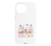 Custodia per iPhone 15 Assistente amministratore della macchina da scrivere floreale segretaria