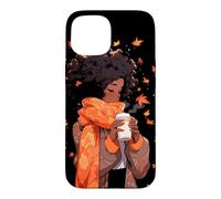 Custodia per iPhone 15 Autunno Afro Donna Afro Americano Autunno Zucca Spice Latte
