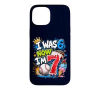 Custodia per iPhone 15 Avevo 6 anni Ora ho 7 anni 7th Birthday Boys Ice Cream Drip Baseball
