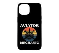 Custodia per iPhone 15 Aviator Mechanic Retro Aircraft Engine Aviation