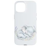 Custodia per iPhone 15 Baby Elephant Carino Animale Floreale Acquerello