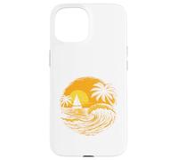 Custodia per iPhone 15 Barca a vela sull'isola - Vacanza al mare retrò per vacanze di primavera