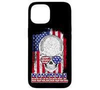 Custodia per iPhone 15 Baseball American Flag Skull Sunglass Patriotic 4th July