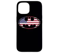 Custodia per iPhone 15 Batman American Flag Oval