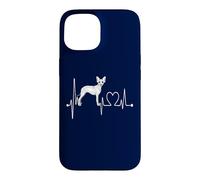 Custodia per iPhone 15 Battito cardiaco senza peli messicano ECG Pulse Xoloitzcuintli