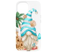 Custodia per iPhone 15 Beach Lover With Flip Flops And Sand Castle Funny Gnome