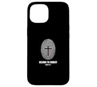 Custodia per iPhone 15 Belong to Christ Faith Fingerprint Cross Isaiah 43:1