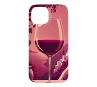 Custodia per iPhone 15 Bicchiere da vino oversize minimalista su uno sfondo saturo