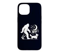 Custodia per iPhone 15 Bigfoot Walking With Corgi Funny Sasquatch Dog Lover & Proprietario