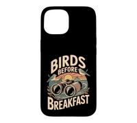 Custodia per iPhone 15 Birds Before Breakfast birdwatching ironico