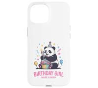 Custodia per iPhone 15 Birthday Girl Design Panda Cupcake Esprimi un desiderio