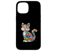Custodia per iPhone 15 Blocchi da costruzione per bambini Master Builder Cat Brick Builder