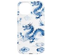 Custodia per iPhone 15 Blu Cinese Drago Cinese Acquarello Arte - Asiatico Fortunato