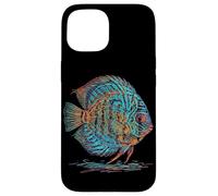 Custodia per iPhone 15 Blue Discus Fish Acquario Fishkeeper