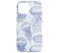 Custodia per iPhone 15 Blue Jellyfish Ocean Pattern Aquatic Marine Life