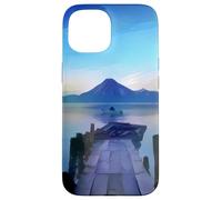 Custodia per iPhone 15 Blue Volcano Pier Lago Atitlán - Guatemala Art