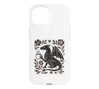 Custodia per iPhone 15 Boho Drago Bere Caffè Folk Art Mitico Bestia