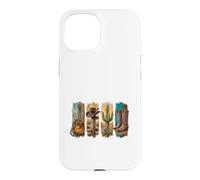 Custodia per iPhone 15 Boho Western Chitarra, stivale, cappello