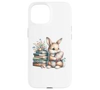 Custodia per iPhone 15 Bookish Easter Bunny Reading Book Every Bunny Loves to Read