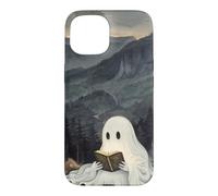 Custodia per iPhone 15 Bookish Ghost Reading Book Reader Mountain Scene