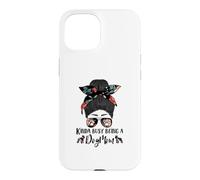 Custodia per iPhone 15 Boston Terrier Kinda Busy Being A Dog Mom Messy Bun