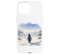 Custodia per iPhone 15 BUT WHY? Penguin Wandering Off Mountains Watercolor (White)