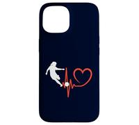 Custodia per iPhone 15 Calcio Ragazza Battito Cuore Giocatore Femminile Calci Passione