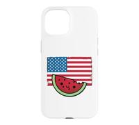 Custodia per iPhone 15 Camicia Kawaii Anguria 4 Luglio Quarto Bandiera USA Estate