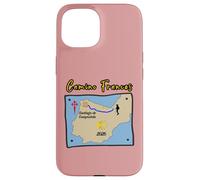 Custodia per iPhone 15 Camino Frances 2026 Santiago de Compostela Donna Pellegrina Mappa