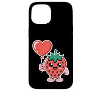 Custodia per iPhone 15 Carino Fragola Che Tiene Cuore Palloncino Kawaii Fruit Art