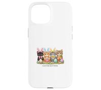 Custodia per iPhone 15 Carino gattini pasquali colorati gatti uova cestino