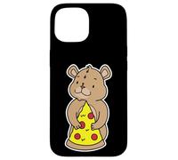 Custodia per iPhone 15 Carino Orso Cucciolo Abbracciare Pizza Slice
