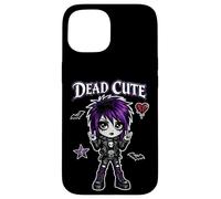 Custodia per iPhone 15 Cartello rock Dead Cute Goth Girl viola, stile emo art punk