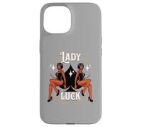 Custodia per iPhone 15 Casinò vintage retrò Rockabilly Devil Girl Lady Lucky Spade