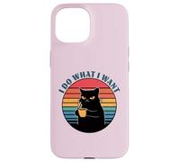 Custodia per iPhone 15 Cat Coffee Moody Kitty Morning Cafe Mom