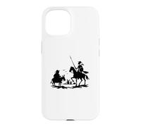 Custodia per iPhone 15 Cavaliere Errante Don Chisciotte Sancho Panza Opera D'arte Silhouette