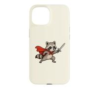 Custodia per iPhone 15 Cavaliere procione carino con spada e mantello Fantasy Adventure
