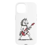 Custodia per iPhone 15 Cavallo roccia stile divertente cavallo che suona la chitarra Rocker