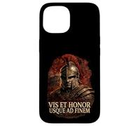 Custodia per iPhone 15 Centurione Romano con Elmo Mlitare Arte Legioni Roma
