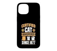 Custodia per iPhone 15 Certificato Cat Whisperer Since 1977 Cat Theme Birthday Year