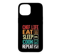Custodia per iPhone 15 Chef Life Eat Cook Repeat Funny Cooking Chefs Lover