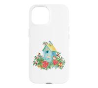 Custodia per iPhone 15 Christmas Holiday Wreath Birdhouse Birds & Bells