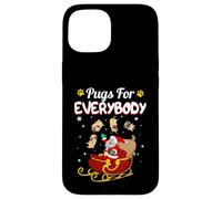 Custodia per iPhone 15 Christmas Pugs For Everybody Santa's Sleigh Pug Dog lover