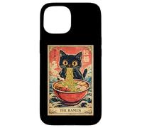 Custodia per iPhone 15 Ciotola per spaghetti giapponesi Ramen Cat The Ramen Tarot Card Vintage