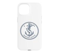 Custodia per iPhone 15 Citazione Latina Festina Lente Ancora e Delfino Emblema