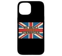 Custodia per iPhone 15 Citazione Union Jack We Shall Never Surrender Churchill