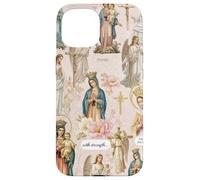 Custodia per iPhone 15 Collage cristiano cattolico floreale vintage della Vergine