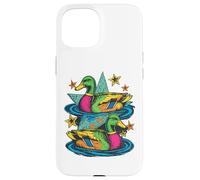 Custodia per iPhone 15 Colorful Preppy Duck Lake Aesthetic Design